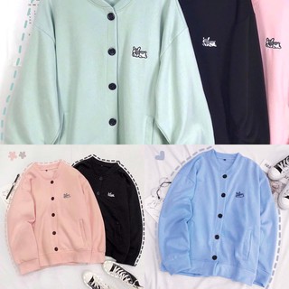 Áo khoác nữ cardigan lazy puppy nỉ bông đủ màu oversize DTL