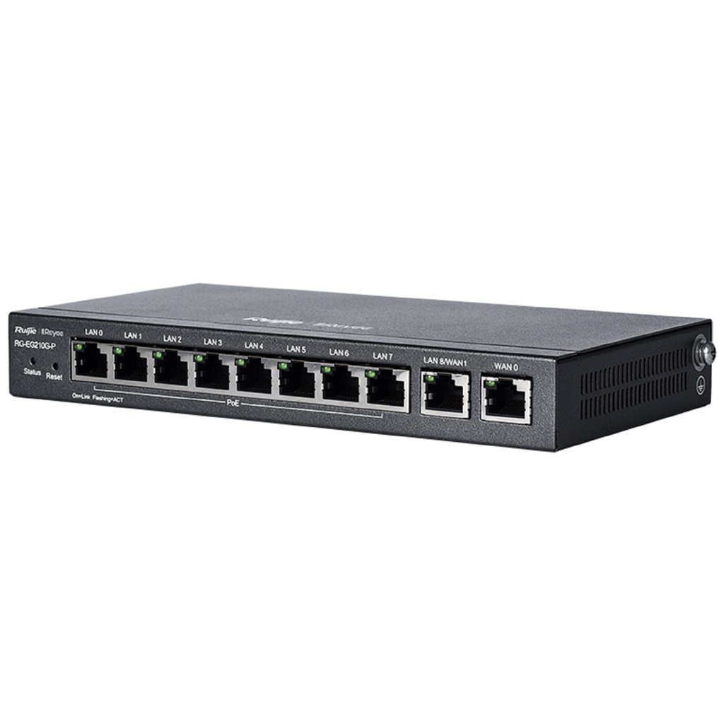 Cân bằng tải thông minh 200 người dùng, 8 Poe, 4 WAN, Ruijie RG-EG210G-P 210G-P