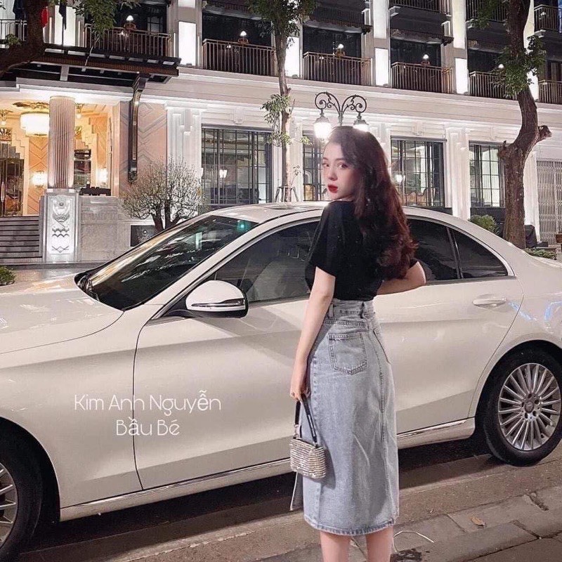 CHÂN VÁY JEAN DÁNG DÀI TÚI NẮP XẺ CHO NỮ | BigBuy360 - bigbuy360.vn