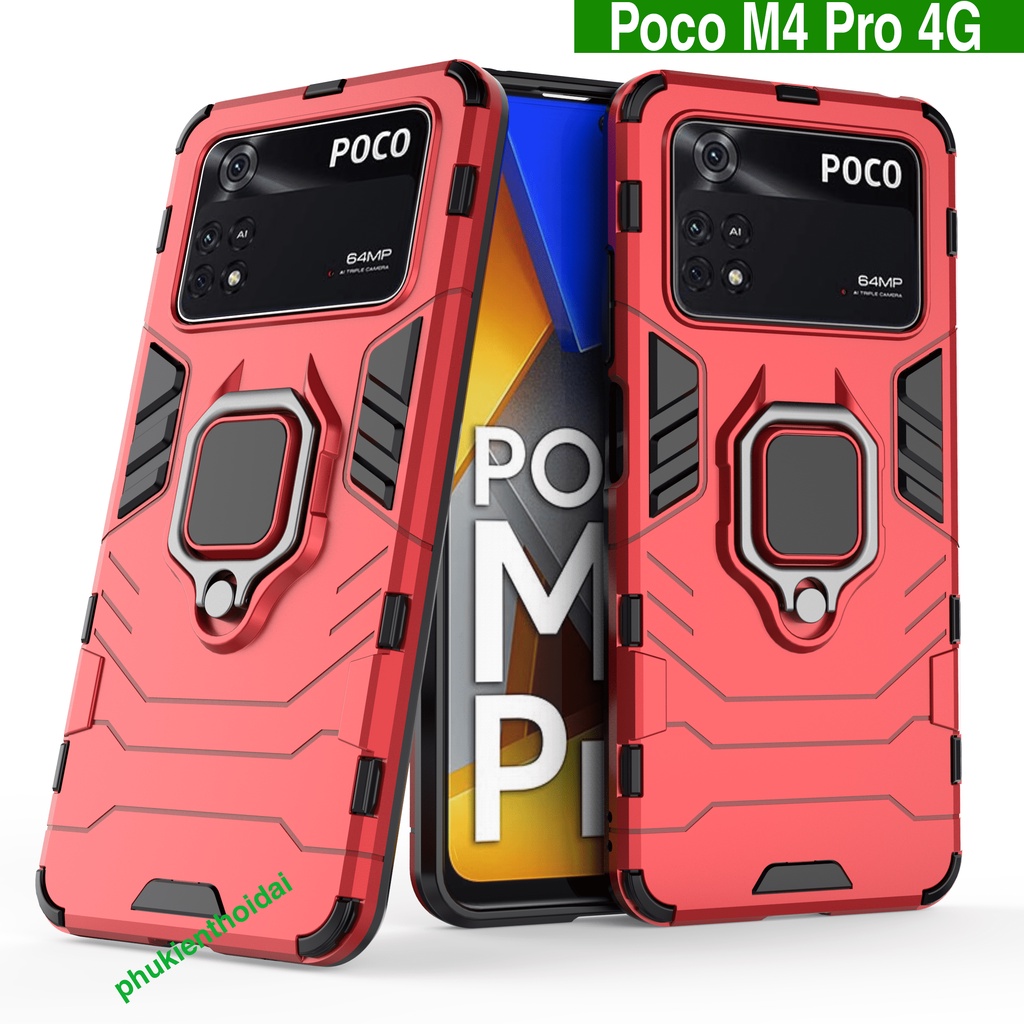 Ốp lưng Poco M4 Pro 4G Iron Man Iring chống sốc giá đỡ xem phim bảo vệ toàn diện