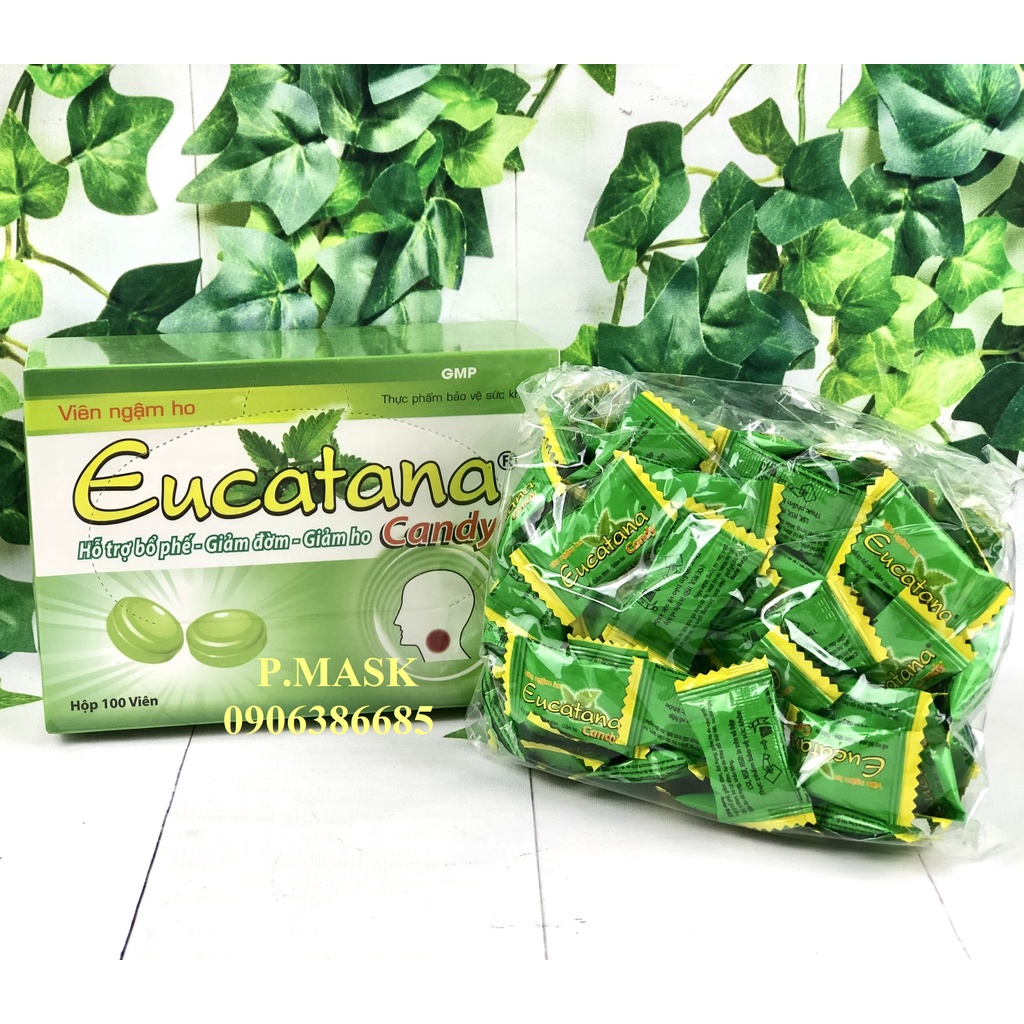 Viên Ngậm Ho Eucatana Candy 100 Viên/ hộp - Hỗ Trợ Bổ Phế, Giảm Đờm, Giảm Ho