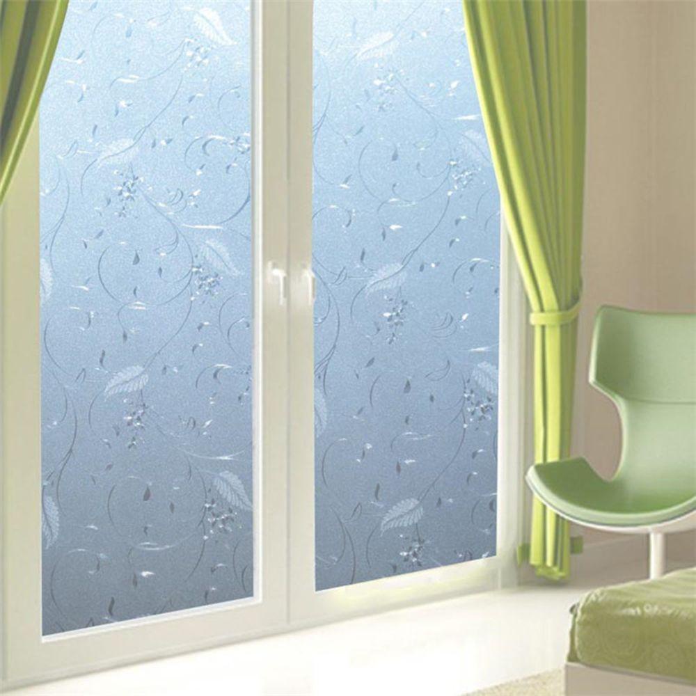 Miếng Dán Cửa Sổ Tĩnh Điện Chống Nước Không Dính Họa Tiết Hoa 3D Cho Nhà Tắm / Văn Phòng