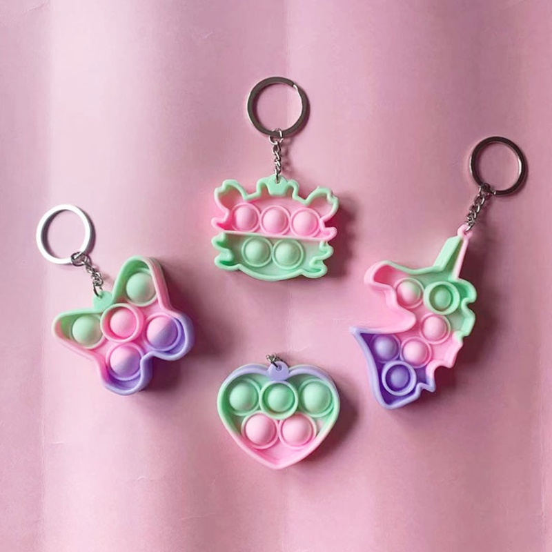 Đồ chơi bóp bong bóng  Móc khóa giảm căng thẳng bằng silicon nhiều kiểu dáng độc đáo