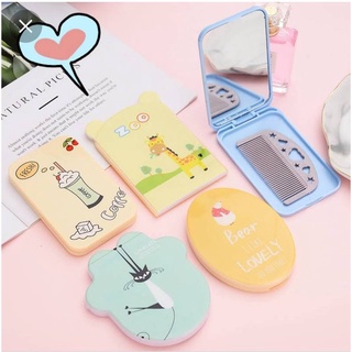 Set gương mini trang điểm kèm lược bỏ túi tiện lợi
