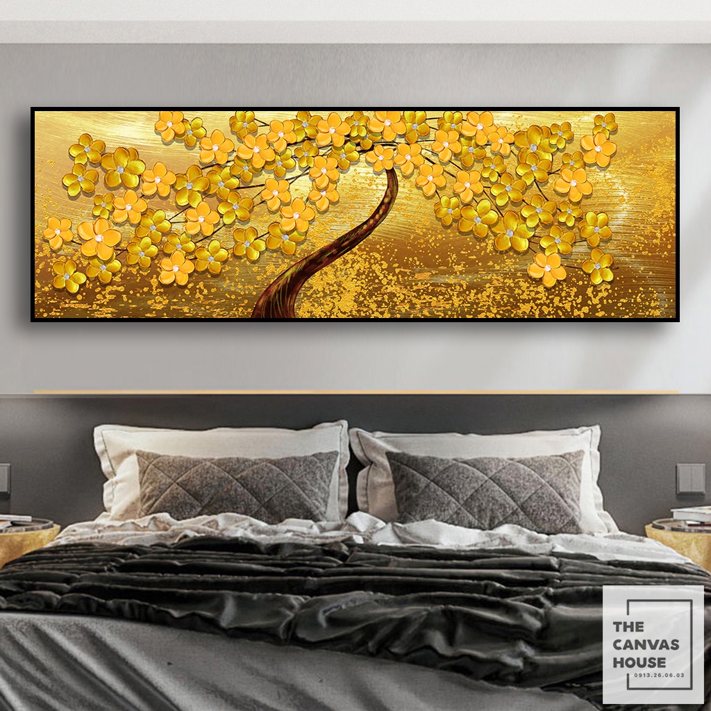 Tranh Canvas Cây Hoa Mai Vàng (Hình thật tại xưởng - Đã có khung, móc, đinh treo) - The Canvas House