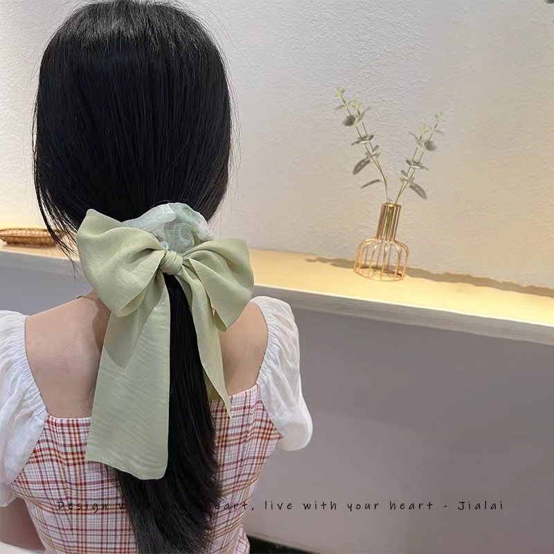 Dây Buộc Tóc Thắt Nơ Ruy Băng Bản Lớn Thanh Lịch Phong Cách Hàn Quốc Cho Nữ