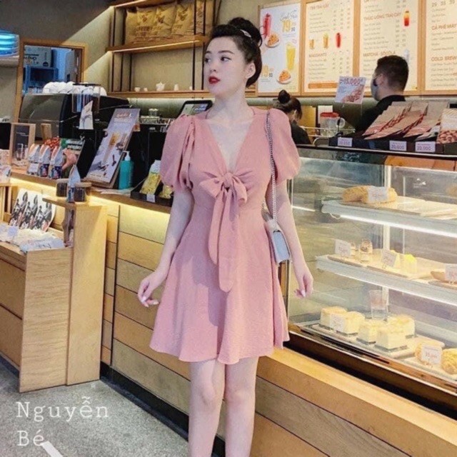 VÁY XÒE THẮT NƠ NGỰC SANG TRỌNG DK30 | BigBuy360 - bigbuy360.vn