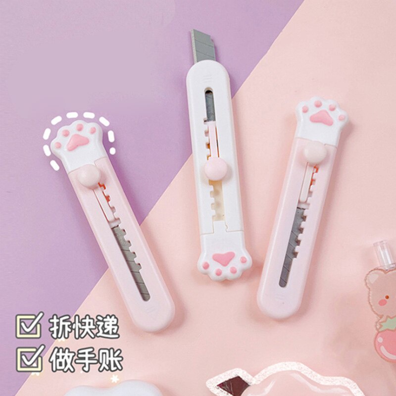 Dụng cụ cắt giấy bằng nhựa và thép không gỉ hình chân mèo dễ thương