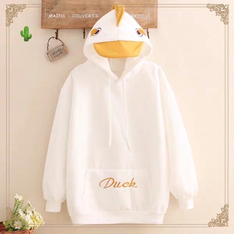 🌵Áo hoodie thêu duck kết hợp cái mũ mõ vịt rất ngầu ( áo khoác nỉ bông) | BigBuy360 - bigbuy360.vn