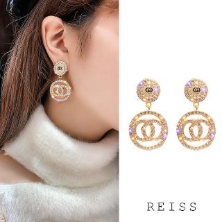 Đôi Khuyên Tai Tròn Đính Kim Cương Nhân Tạo Lấp Lánh Thời Trang Cho Nữ
