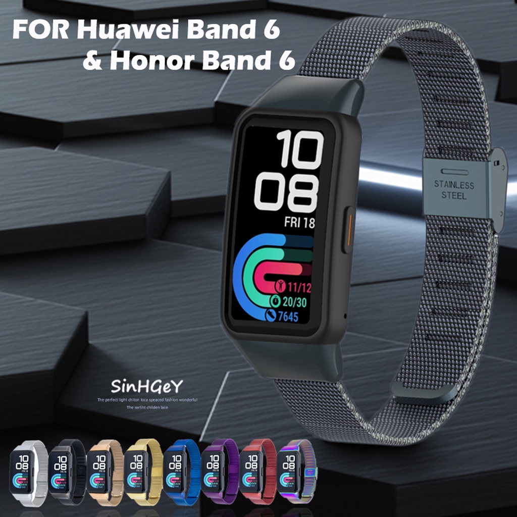 Dây Đeo Inox Cho Đồng Hồ Thông Minh Huawei Band 7 / 6 Honor Band 6