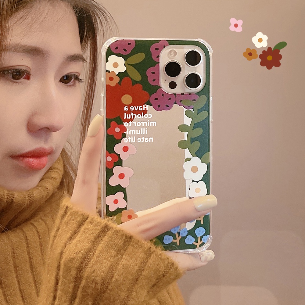 Ốp Điện Thoại Mềm Chống Sốc Có Gương Sang Trọng Cho iPhone 11 12 13 Pro max mini XS max xr 7 8 se2020 plus