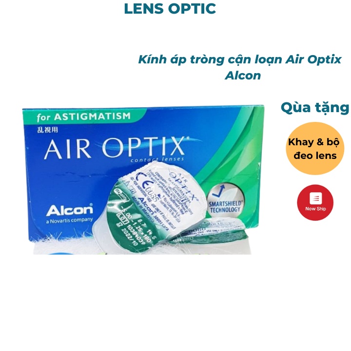 Kính áp tròng cận loạn Air Optix dùng 3 tháng, lens mắt trong suốt - Lens Optic