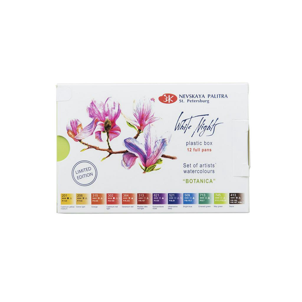 Màu Nước White Nights Botanical 12 Màu Hộp Nhựa
