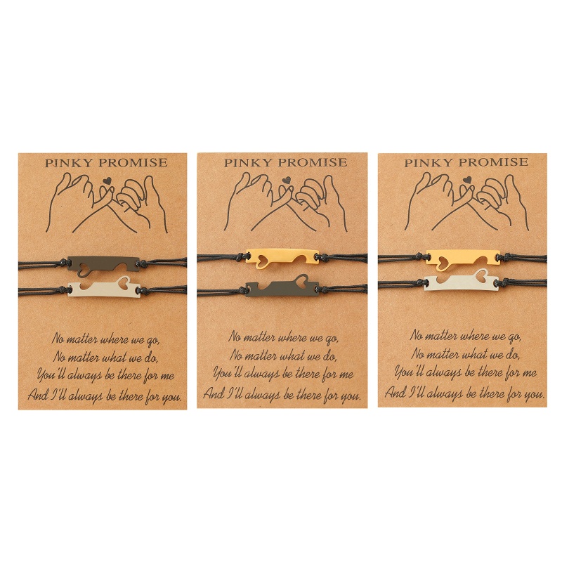 Set 2 Vòng Tay Dây Thừng Mặt Trái Tim Chữ Nhật Sáng Tạo Cho Cặp Đôi