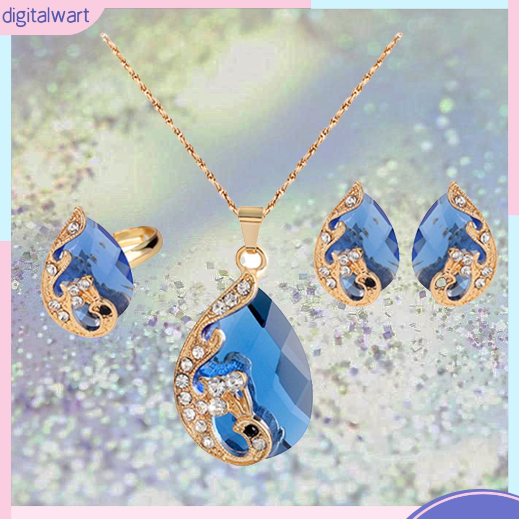 Bộ Trang Sức Hợp Kim Dát Đá Hình Giọt Nước Sang Trọng