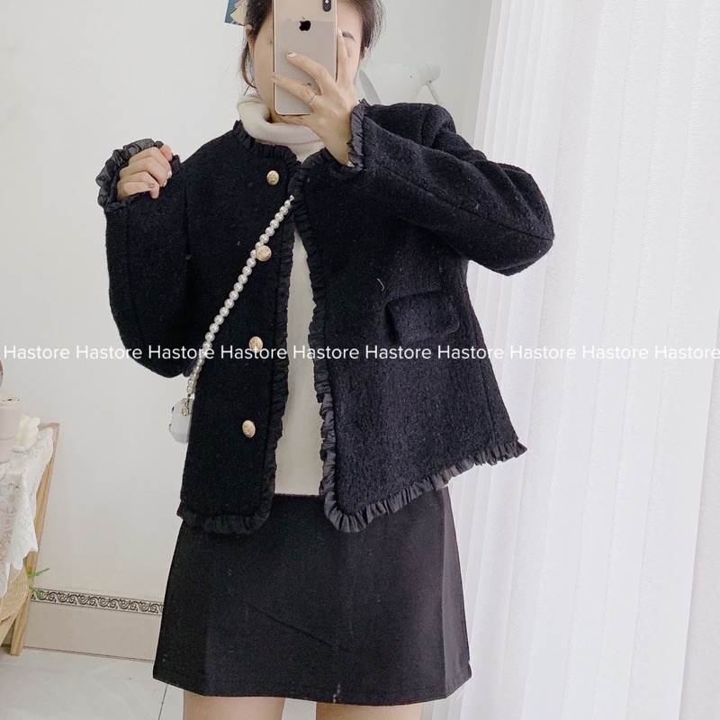 Áo tweed dạ tiểu thư bèo cao cấp