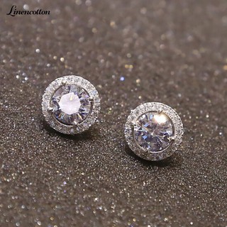 Women\'s Elegant Crystal Zircon Inlaid Ear Studs Platinum Plated Earrings