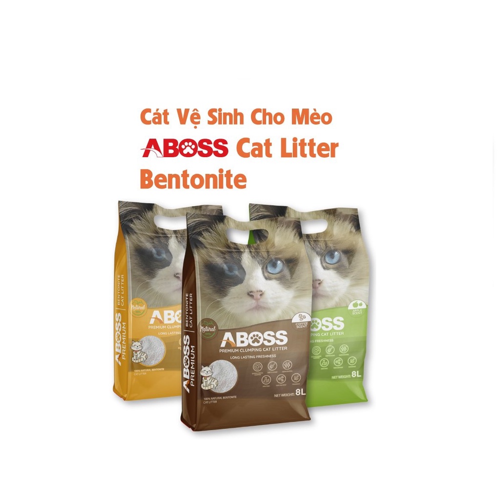 HN- Cát vệ sinh cho mèo Bao 8L 2 loại (BETAGO &amp;ABOSS) Độ vón cao, ít bụi, có mùi thơm khử mùi tốt