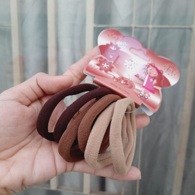 Tép 6 dây cột tóc tone màu nâu