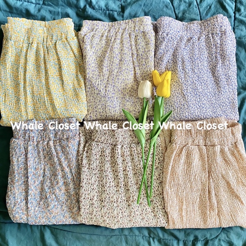 Chân váy hoa nhí chất voan nhăn dáng dài lưng chun 2 lớp hàng Quảng Châu vintage | BigBuy360 - bigbuy360.vn