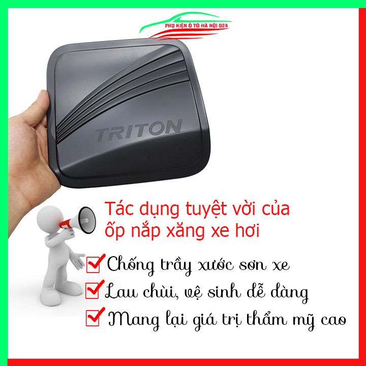 Ốp nắp xăng Triton 2019-2022 nhựa đen bảo vệ chống trầy trang trí ô tô