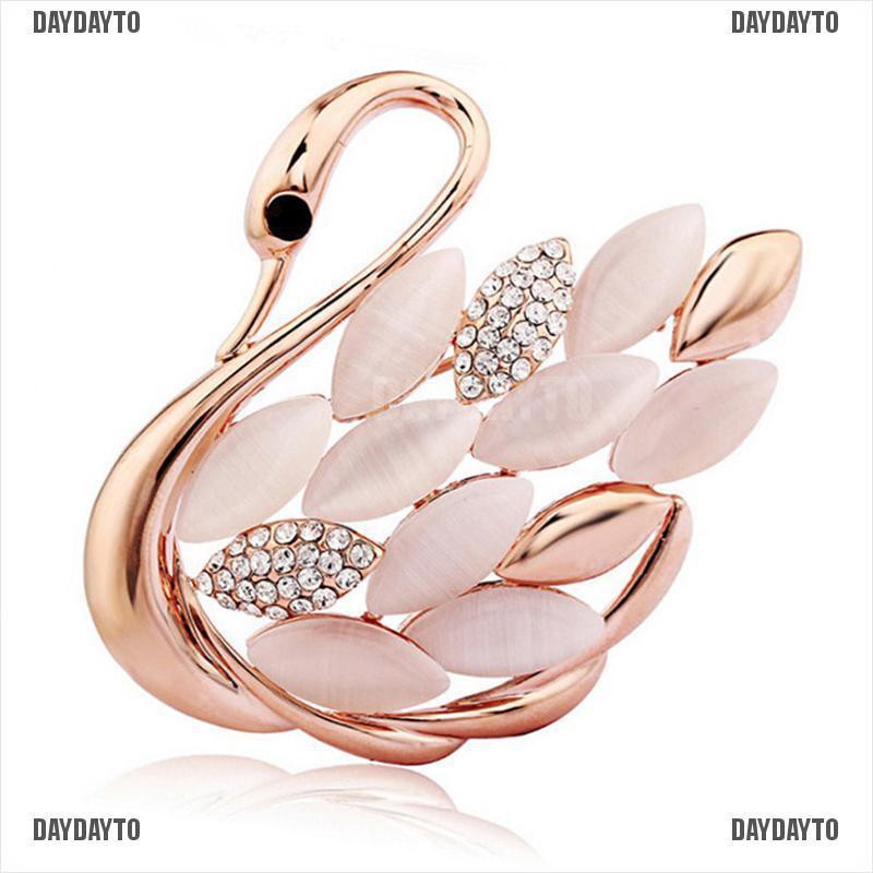 Ghim Cài Áo Hình Thiên Nga Đính Đá Pha Lê Thanh Lịch