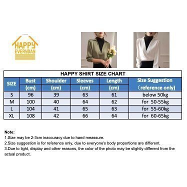 HAPPY HOMLIV Áo Sơ Mi Chiffon Trắng Giả Hai Lớp Cổ Chữ V Dày Dặn Phong Cách Hàn Quốc Cho Nữ big Size