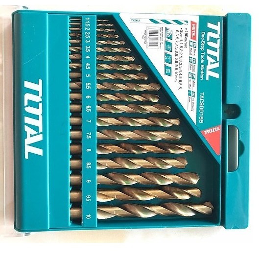 Total Bộ 19 mũi khoan kim loại HSS 1-10mm TACSD0195 AKDB1195