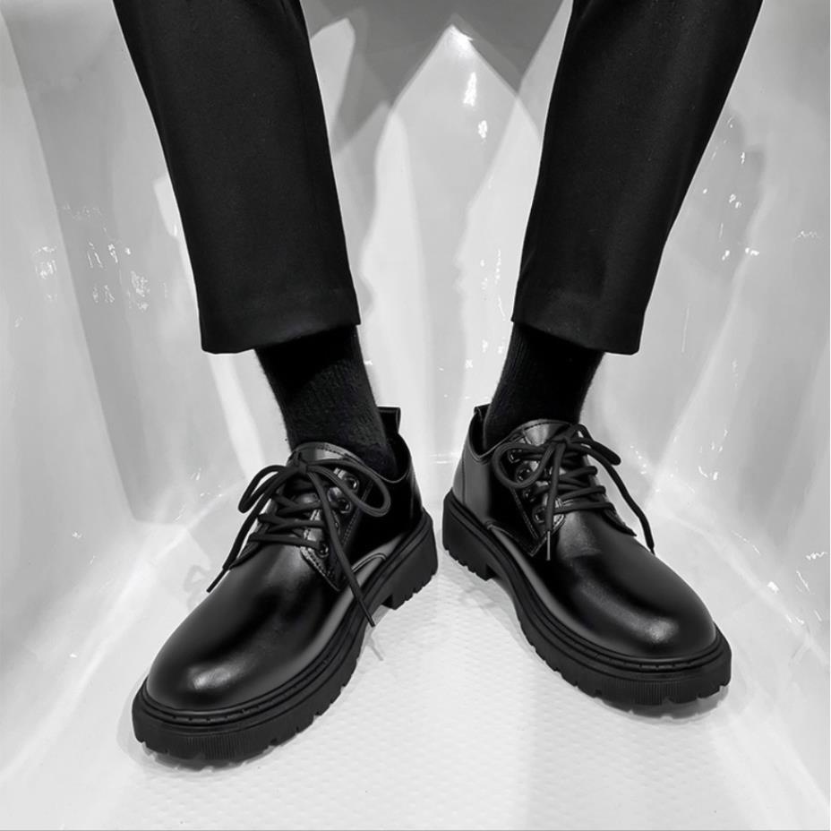 BTS Giày nam cổ thấp, giày dr martens nam, giày da nam, boot cổ thấp tăng chiều cao XNJ