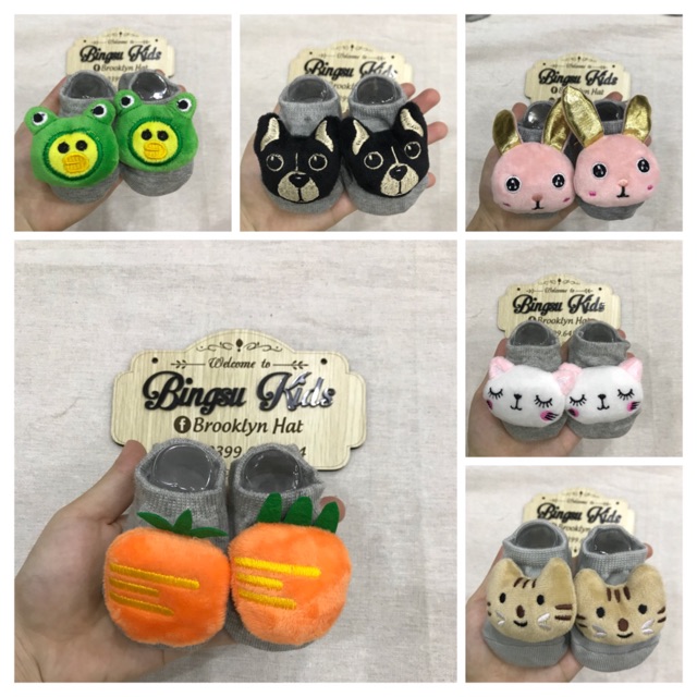 set 5 đôi Tất chống trượt cho bé/ vớ chống trượt hình thú dễ thương