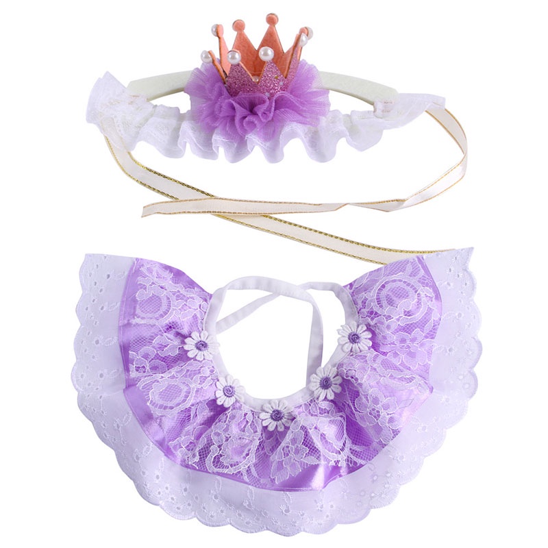 Set Khăn Choàng Cổ + Mũ Mềm Mại Phối Ren Hoa / Vương Miện Thoáng Khí Thời Trang Cho