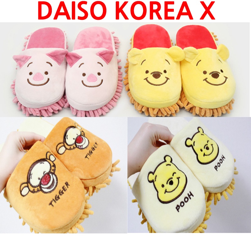 DAISO Dép Lau Nhà Sợi Nhỏ Hình Gấu pooh winnie disney Kiểu Hàn Quốc