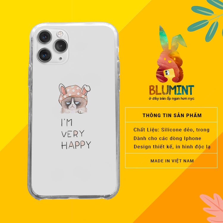 Ốp đt Cat I'm very happy cho iPhone12promaxXS XR nữ 8plus mềm 7Plus X XR Xs Max 6 6s BLUMEW0102