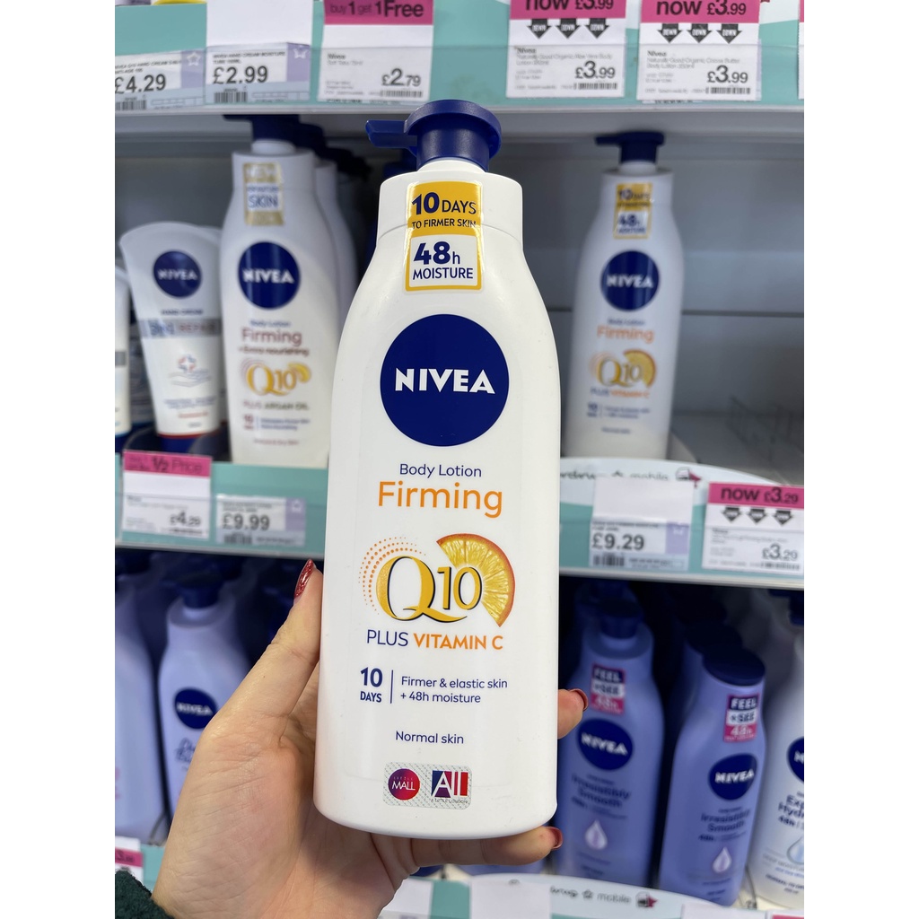 [TOP 1 SHOPEE] Dưỡng thể trắng da da thường Nivea Light Body Lotion Firming Q10 + Vitamin C Normal Skin (Bill Anh)