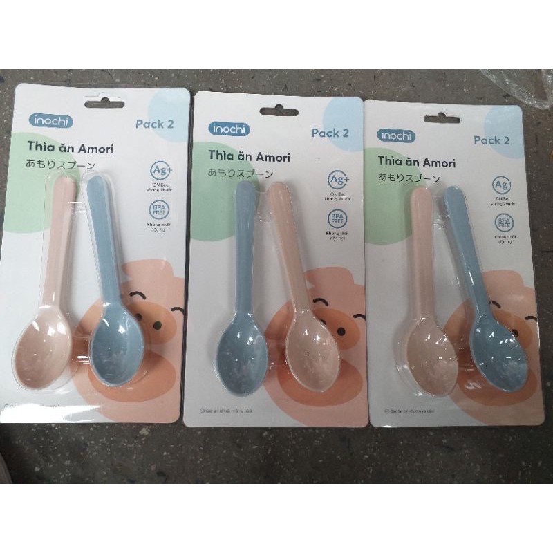 [Bộ 2 Cái] Thìa Ăn Dặm Cho Bé, Thìa Tập Ăn Amoni Inochi Chính Hãng Nhựa An Toàn Chịu Nhiệt Cao - MS0121