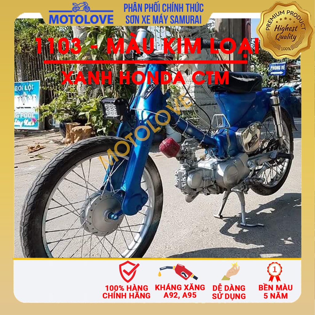 Sơn Samurai xanh kim loại Honda CTM 1103** - chai sơn xịt chuyên dụng nhập khẩu từ Malaysia.