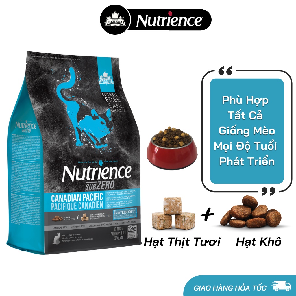 Thức Ăn Hạt Cho Mèo - Nutrience Subzero Bao 500g -  6 Loại Cá Biển, Trái Cây, Rau Củ Quả