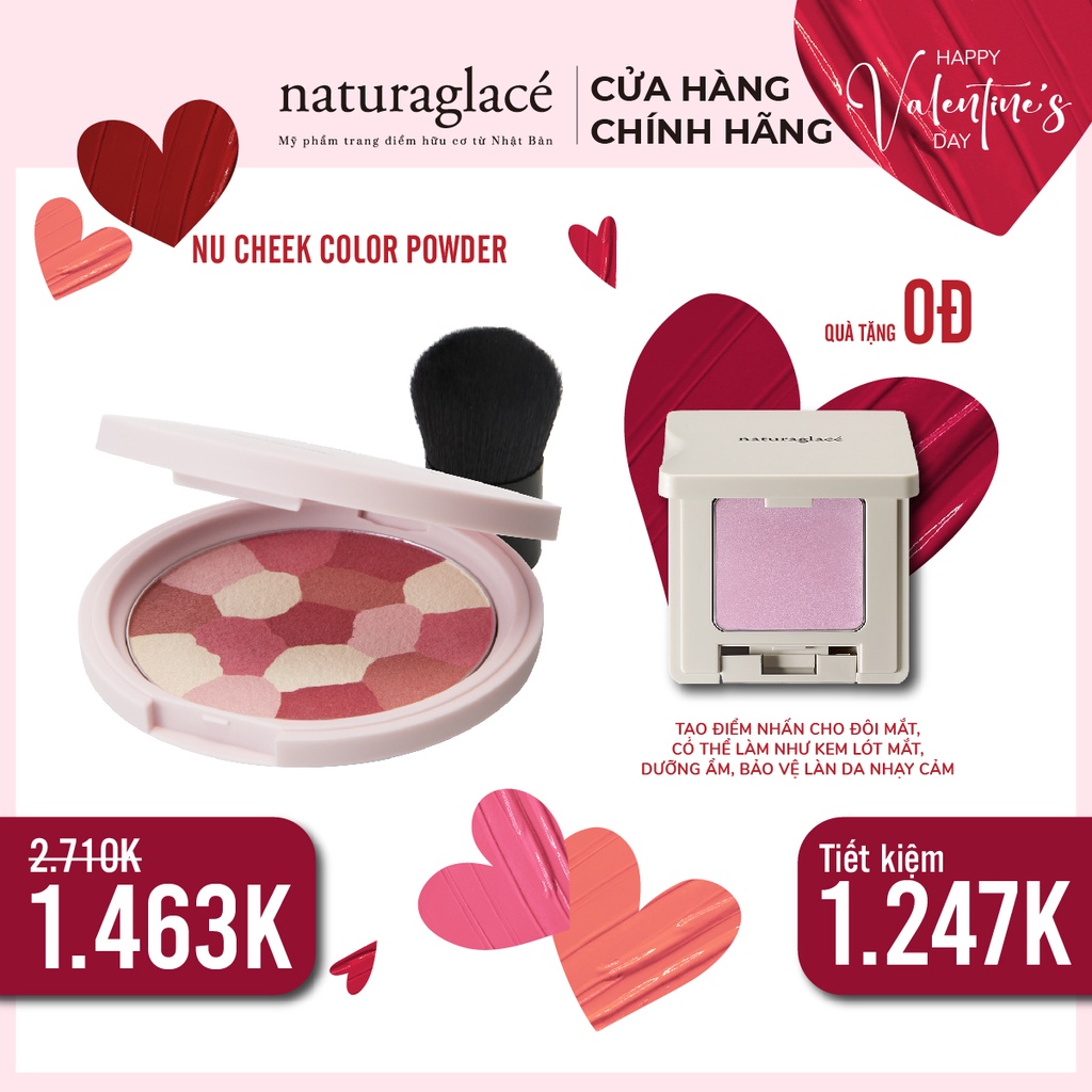Phấn má hồng thảo mộc ngũ sắc naturaglacé Nu Cheek Color Powder (02 - Orange Beige), 7.1g