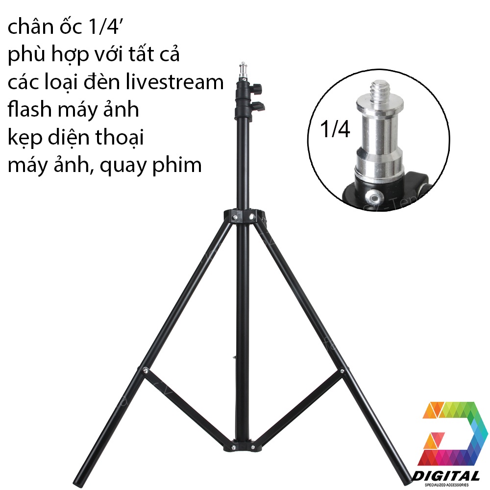 Chân Đèn Livestream, Studio, Đèn Flash Hỗ Trợ Quay Phim, Chụp Ảnh Cao 210cm