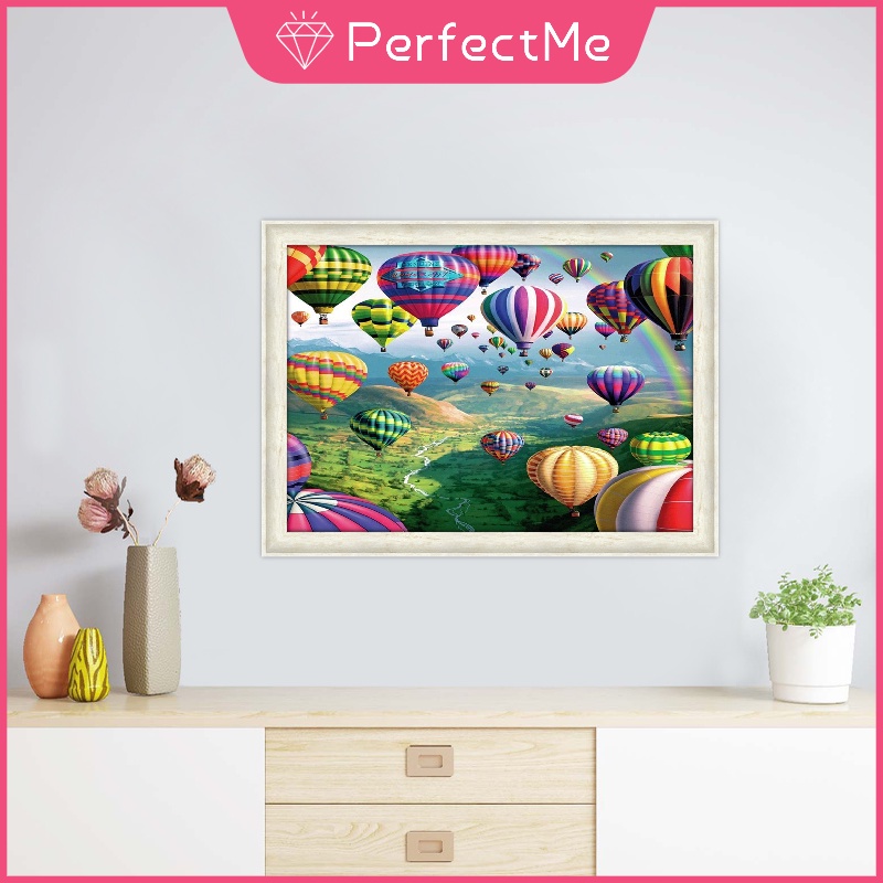 Bộ Tranh Đính Đá 5D Tự Làm Hình Khinh Khí Cầu 40x30cm Trang Trí Nhà Cửa