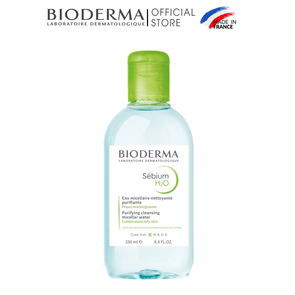 Bộ nước tẩy trang và làm sạch công nghệ Micellar cho da dầu, mụn Bioderma Sebium H2O 250ml và Gel rửa mặt tạo bọt 45ml