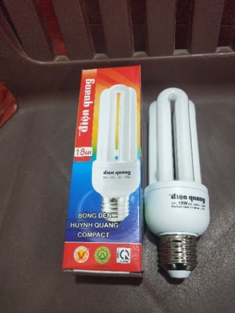 Bóng đèn Compact Điện tử Điện Quang 3U 18W Đuôi đèn chuẩn E27