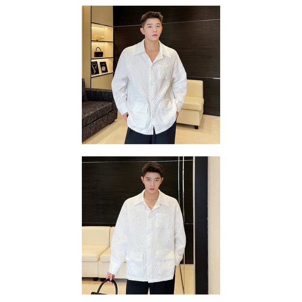 Áo Sơ Mi Thiết Kế Ba Chiều Dập Nổi Retro CX Dành Cho Nam