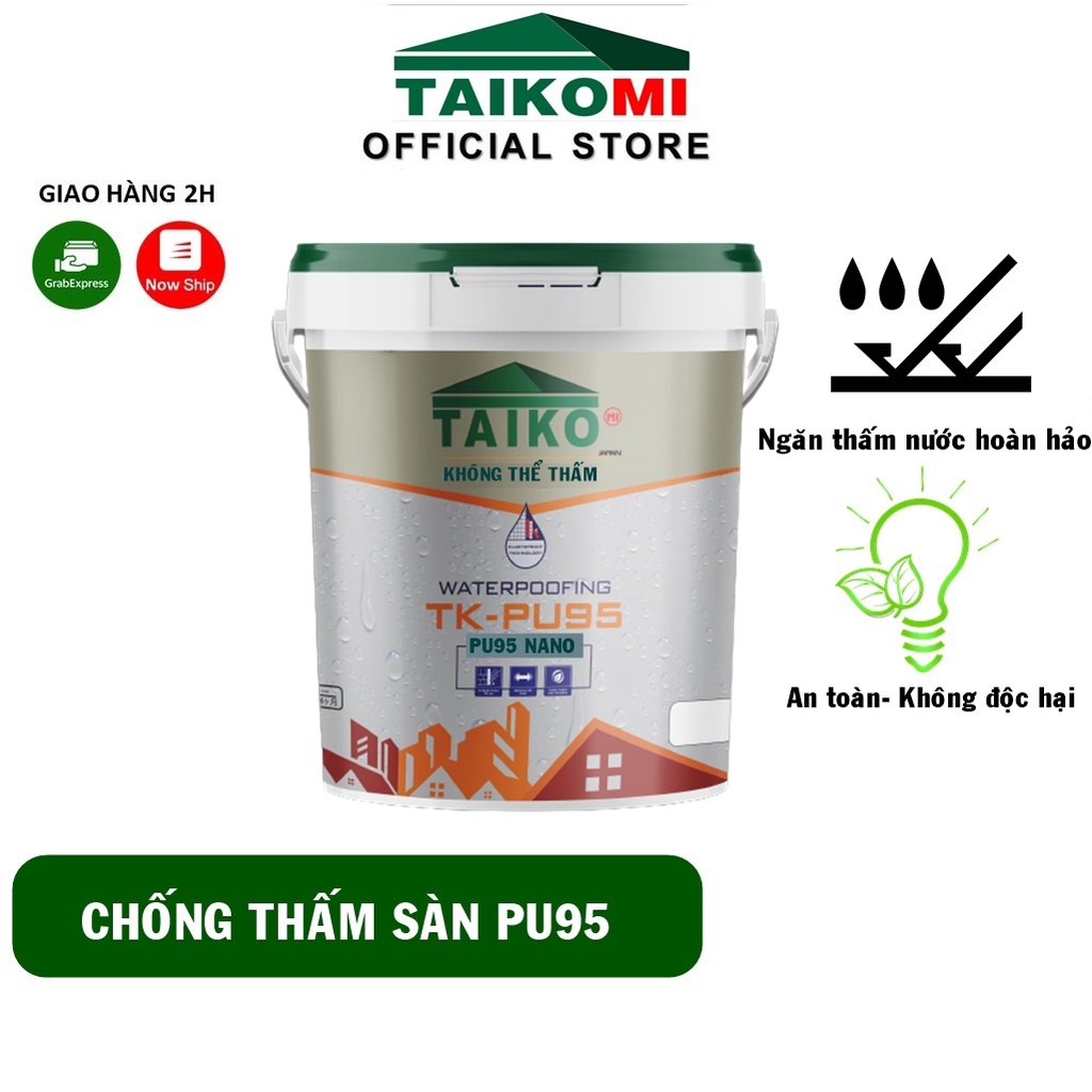 Keo Chống Thấm 1 Thành Phần TK-PU95 Taikomi 5kg - Ngăn thấm nước cho bề mặt bê tông, xi măng cát. Phân Phối Chính Hãng