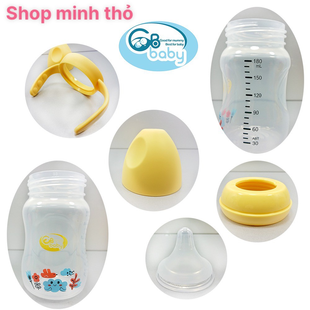 Bình sữa 🌸GB BABY🌸 Bình PP Bottle cổ rộng - có tay cầm size 180ml/240ml - An toàn cho bé