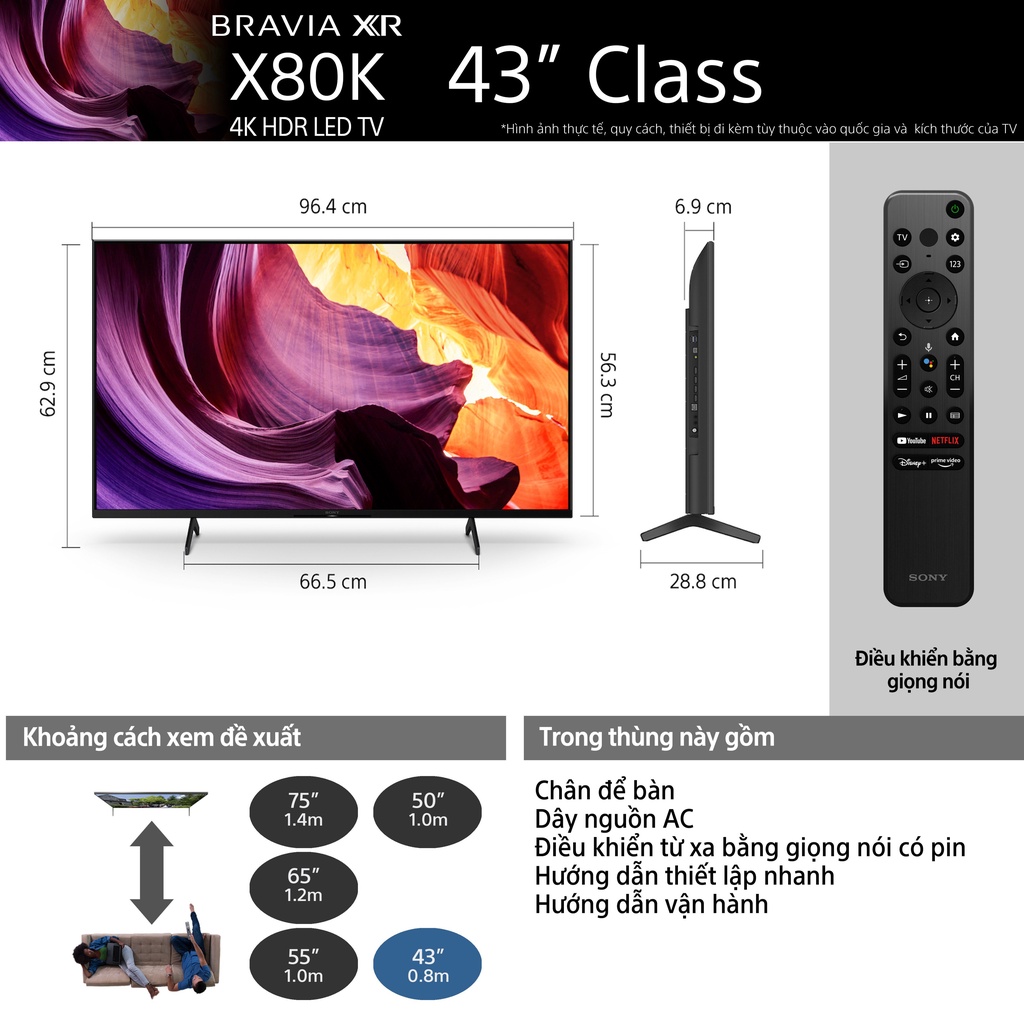 Tivi Sony Bravia KD-43X80K 43" Google TV 4K Ultra HD HDR
