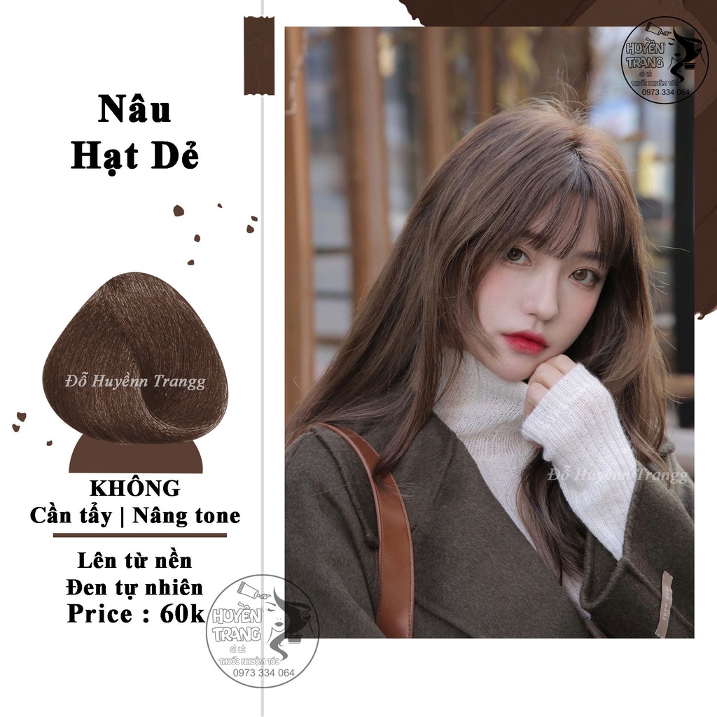 Thuốc Nhuộm Tóc Màu NÂU HẠT DẺ kèm oxy, găng tay mũ trùm và HDSD