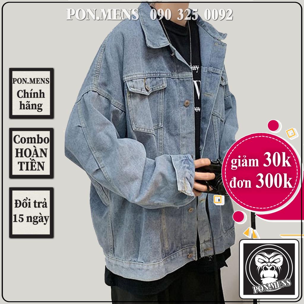 Áo khoác bò nam form rộng dài tay màu xanh phong cách Hàn Quốc 20097 2021 Pon.mens