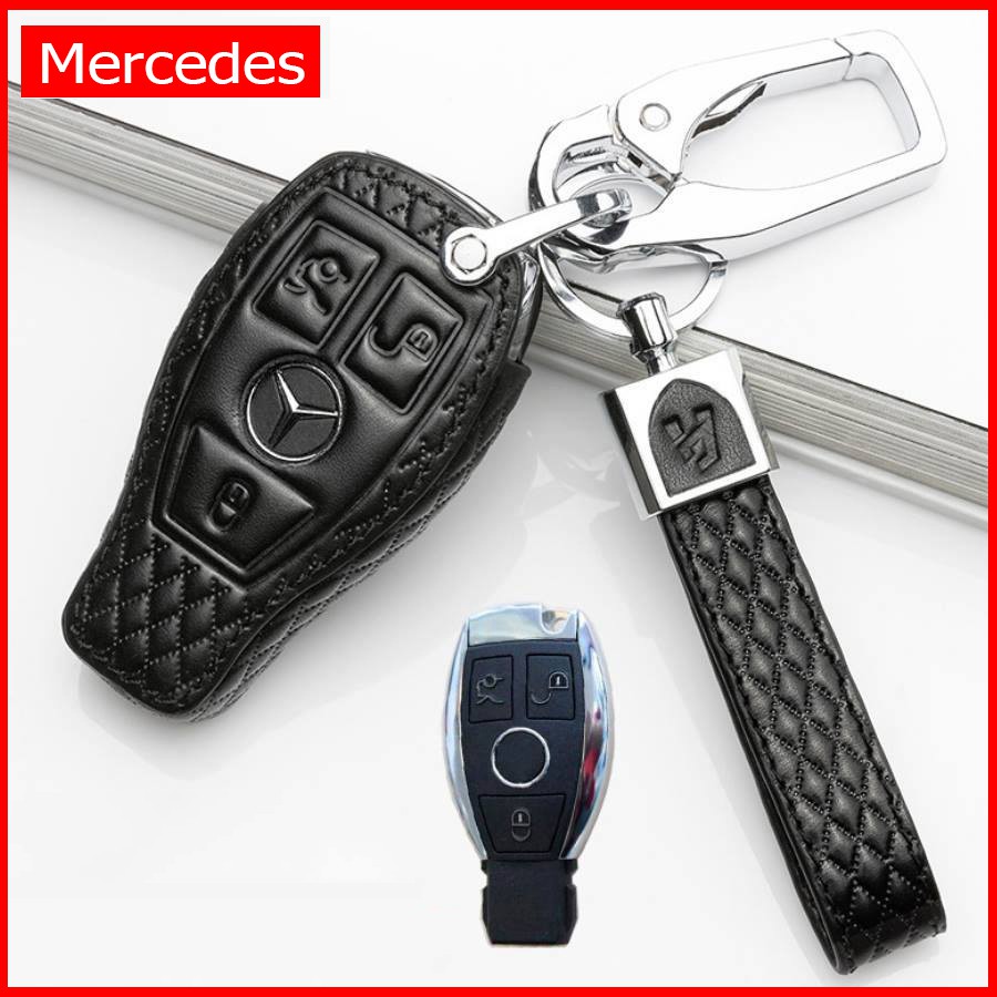 [Mã LIFEAUMAY giảm 10% tối đa 30k đơn 150k] Bao da chìa khóa xe ô tô Mercedes màu đen hàng cao cấp loại đẹp M1